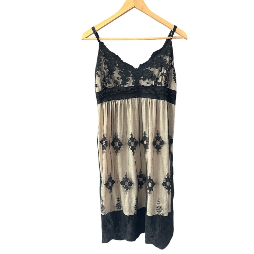 black sheep | black & tan mini spaghetti strap dress | medium